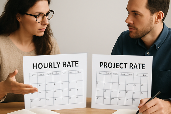 Comparing Hourly vs. Project Rates illustration