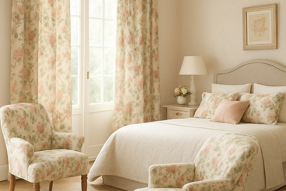 Floral Patterns in Curtains and Upholstery illustration