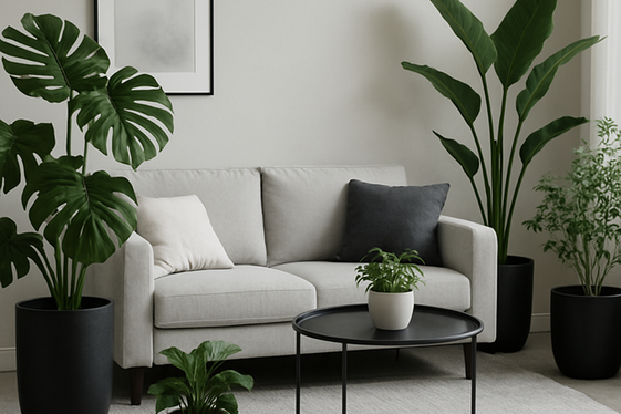 Adding Greenery to Soften the Grey and Black Contrast illustration