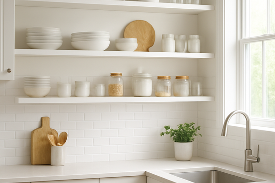 Use Open Shelving to Replace Upper Cabinets illustration