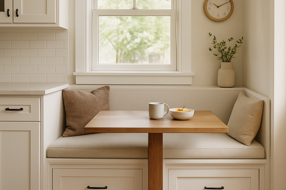 Incorporate Built-In Seating with Storage Beneath illustration