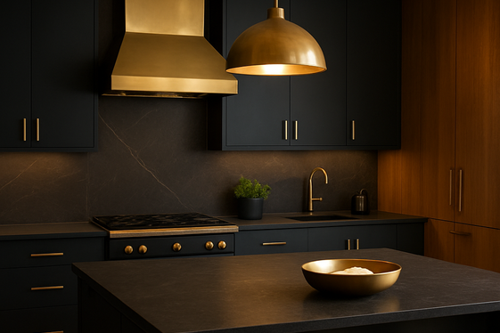 Mixing Dark Countertops with Metallic Accents illustration