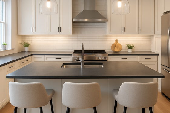 Using Dark Counters to Highlight a Kitchen Island illustration