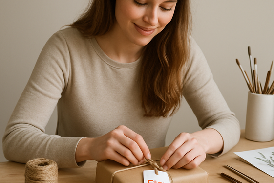 Etsy Shop Owner or Handmade Crafts Seller illustration