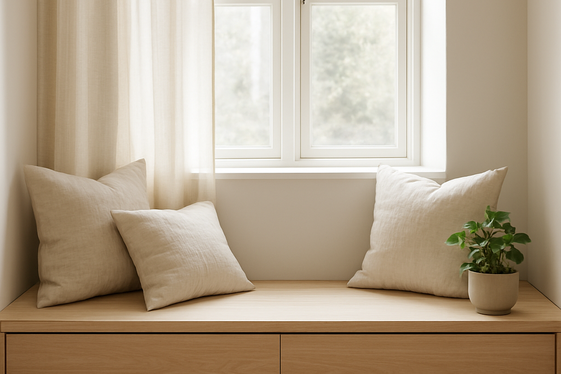 Scandinavian-Inspired Nook with Light Wood and Natural Textiles illustration