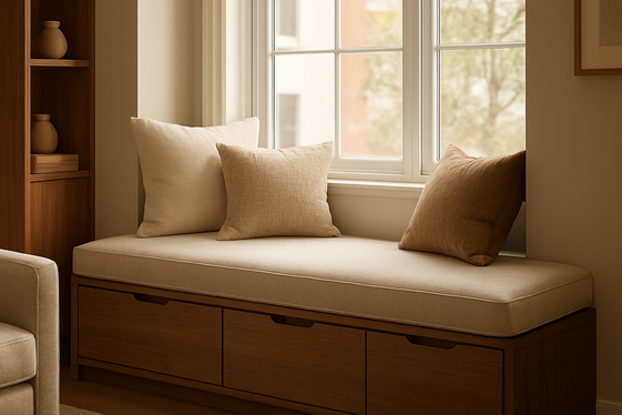 Incorporate a Window Seat with Underneath Drawers illustration