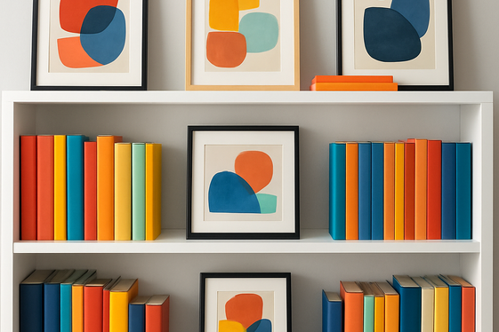Mix Books with Art Pieces for Visual Interest illustration