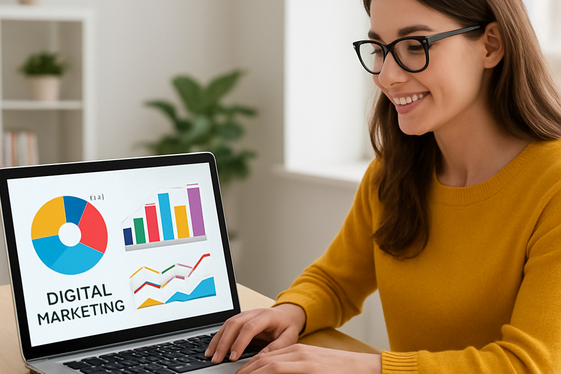 Digital Marketing Experts Receiving Health Insurance and Professional Development illustration