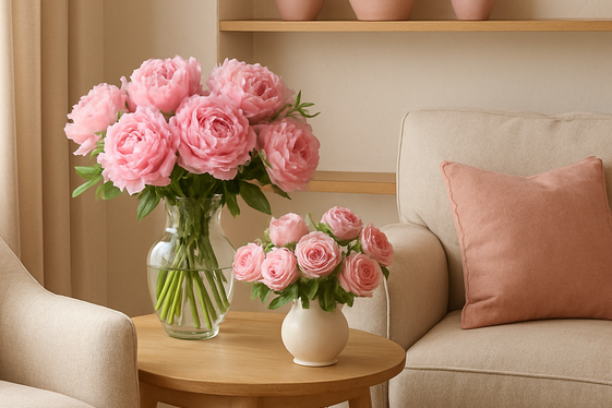 Adding Pink Indoor Plants and Floral Arrangements illustration