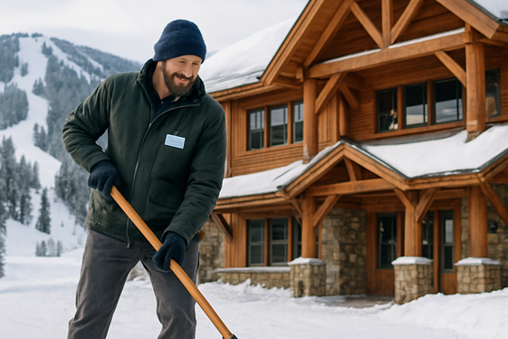 Caretaker Jobs for Winter Ski Lodges illustration