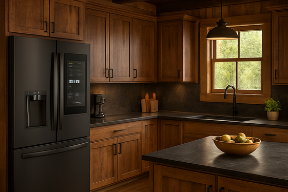 Integrated Smart Kitchen Technology with Rustic Decor illustration