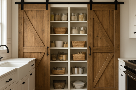 Built-in Pantry with Barn Door Style Sliding Panels illustration