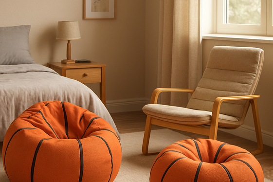 Cozy Basketball Bean Bags and Lounge Chairs illustration