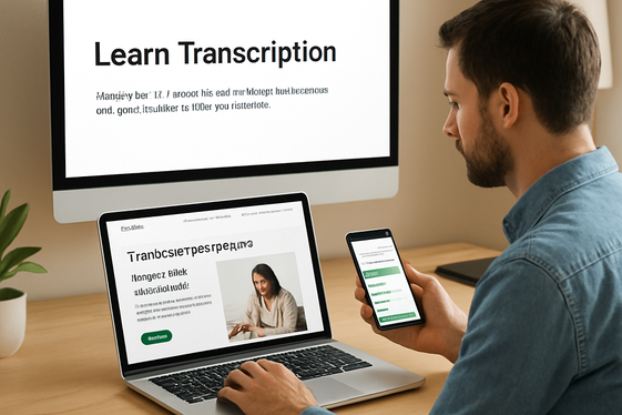 Freelance Transcription Business Basics by Fiverr Learn illustration