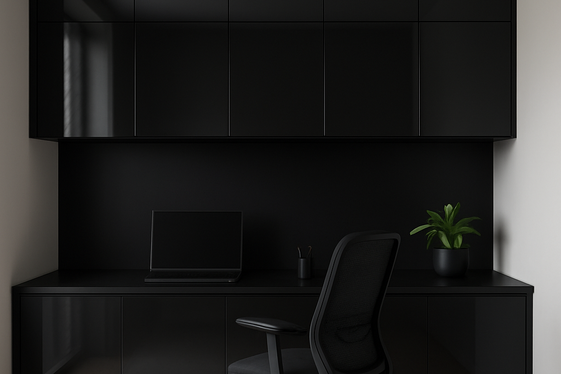Glossy Black Cabinets with Hidden Handles illustration