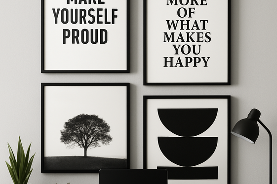 Black Wall Art and Motivational Quotes illustration