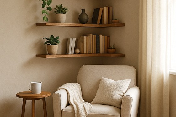 Use Corner Shelves to Utilize Odd Spaces illustration