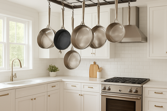 Install Ceiling-Mounted Pot Racks in the Kitchen illustration