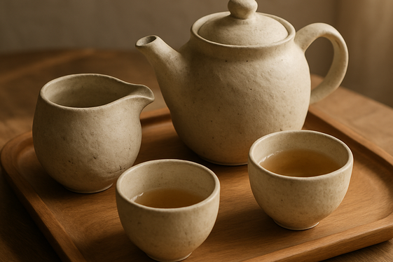 Organic-Shaped Pottery Tea Sets for Relaxing Moments illustration