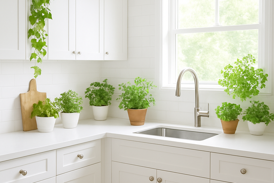 Introduce Greenery to Soften the All-White Palette illustration