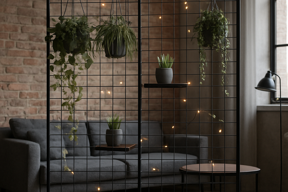 Metal Grid Dividers with Hanging Elements illustration