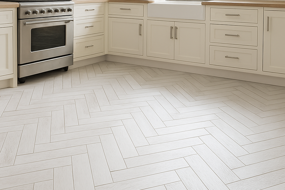 Whitewashed Herringbone Pattern Floors illustration