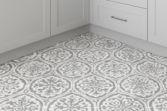 Patterned White and Gray Ceramic Tiles illustration
