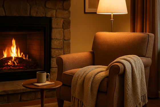 Create a Cozy Reading Nook Next to Your Fireplace illustration