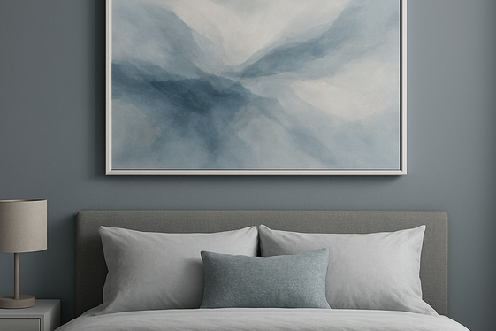 Using Artwork to Tie Gray and Blue Bedroom Colors Together illustration