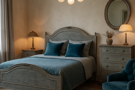 Designing a Gray and Blue Bedroom with Vintage Touches illustration