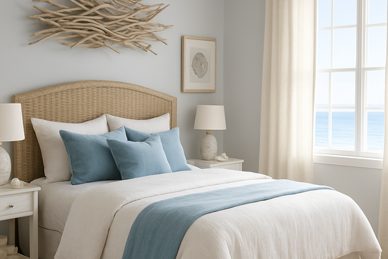 Creating a Coastal Vibe with Soft Gray and Ocean Blues illustration