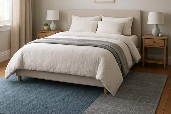 Blending Textured Rugs in Gray and Blue Bedrooms illustration