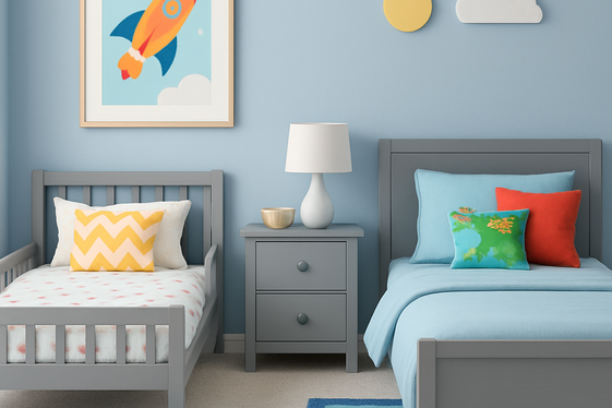 Kids’ Bedrooms in Gray and Blue: Fun but Calm Spaces illustration