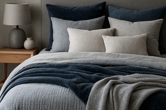 Layering Fabrics in Gray and Blue for a Cozy Feel illustration