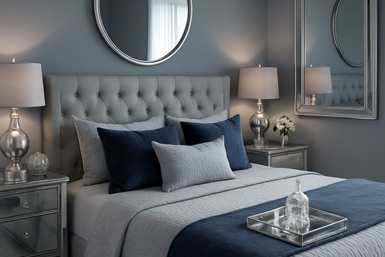Adding Metallic Accents to Gray and Blue Bedrooms illustration