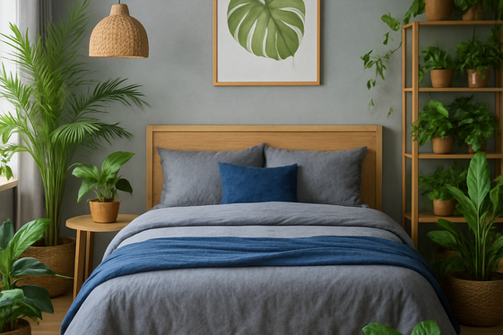 Bringing Nature Indoors with Gray and Blue and Greenery illustration