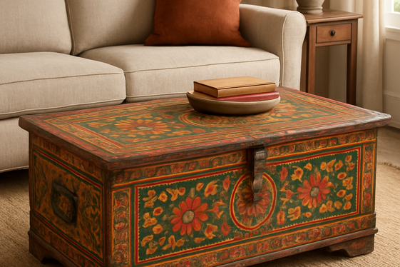 Vintage Indian Trunks as Coffee Tables illustration