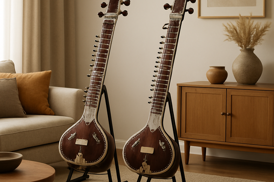 Traditional Indian Musical Instruments as Decor illustration