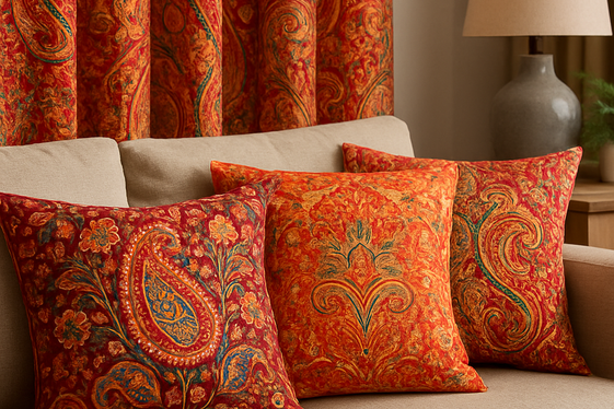Intricate Traditional Indian Patterns on Textiles illustration