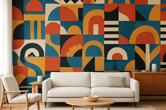Statement Wallpaper with Graphic Patterns illustration