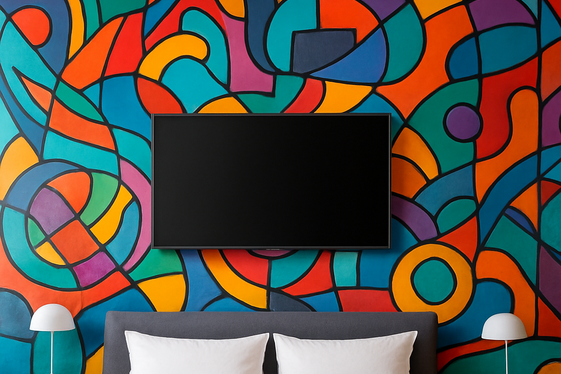 Large-Scale Art Murals Behind the Screen illustration