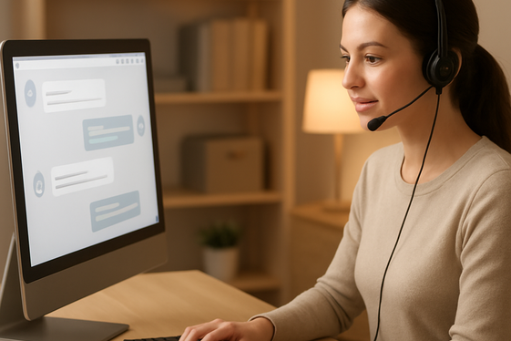 Remote Customer Support via Chat or Email illustration