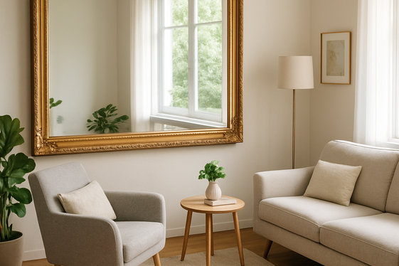 Use mirrors to visually expand the space illustration