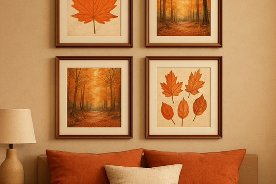 Display Seasonal Artwork Featuring Fall Themes illustration