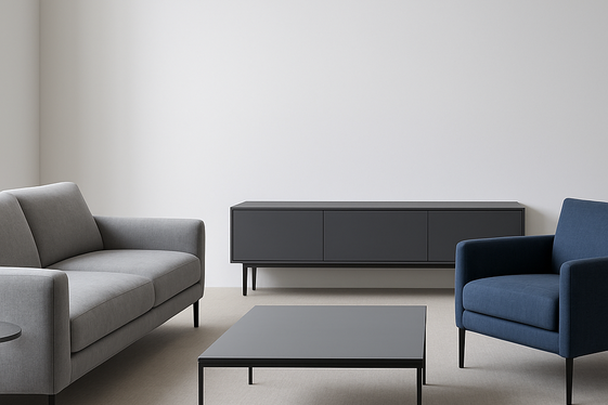Opting for Minimalist Furniture in Grey and Blue illustration