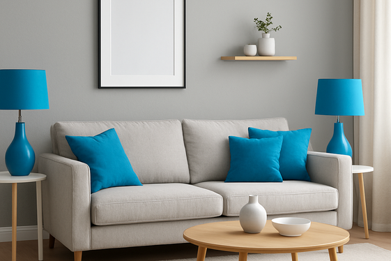Combining Soft Grey Walls with Bright Blue Accessories illustration