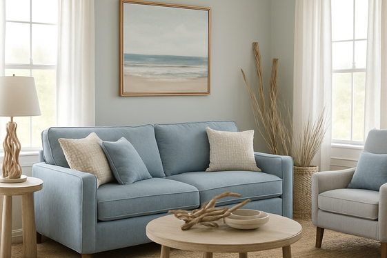 Designing a Coastal-Inspired Grey and Blue Living Room illustration