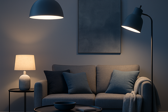 Using Grey and Blue Lighting Fixtures for Ambiance illustration