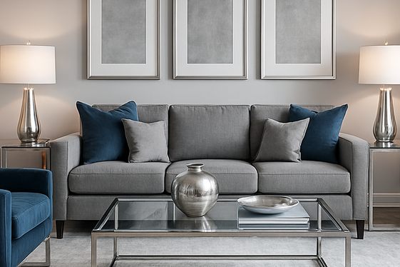 Adding Metallic Accents with Grey and Blue Themes illustration