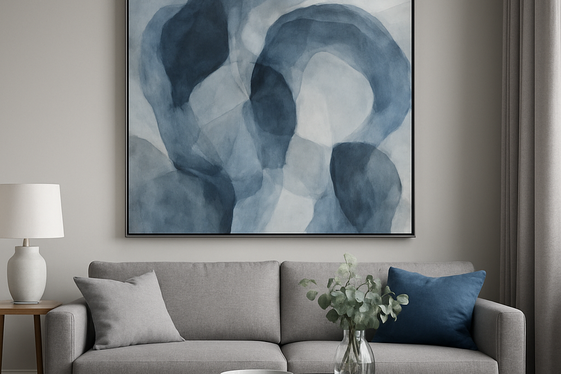 Selecting Artwork Featuring Grey and Blue Tones illustration